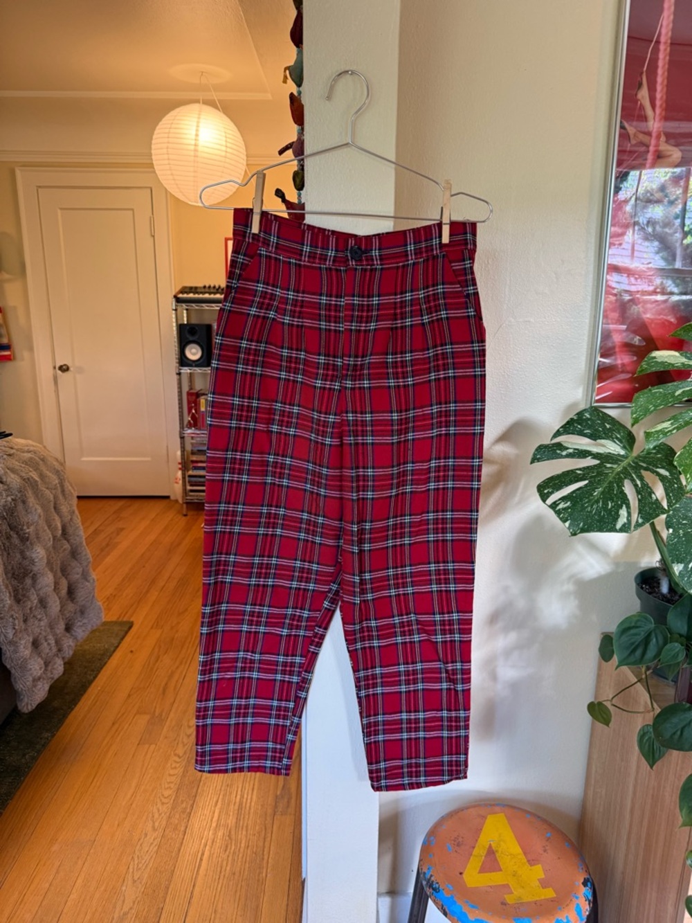 Red Plaid Urban Outfitters Capri Pants